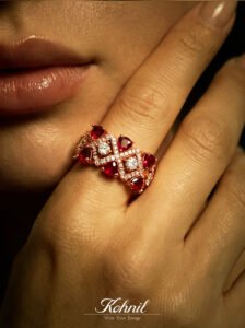 double row garnet ring