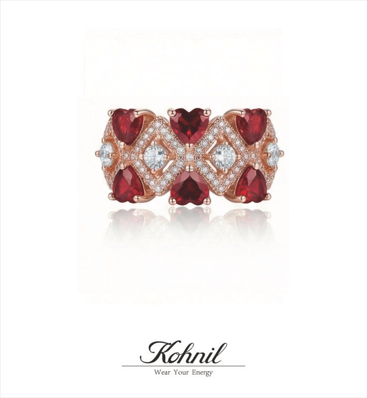 double row garnet ring