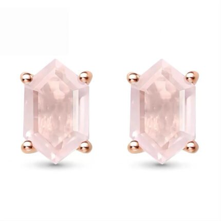 sugar cube natural pink crystal earrings