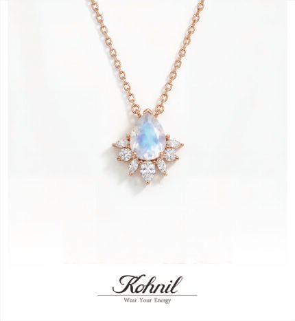 shiny diamond natural blue moonstone necklace