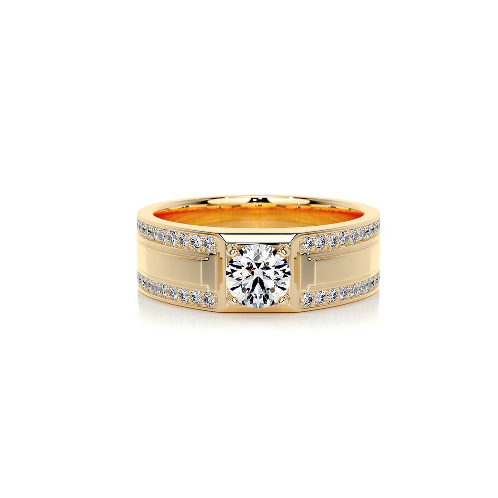 KOHNIL The Sovereign Dual-Row Pavé Moissanite Wide Statement Ring in 18K Gold Plated 925 Silver