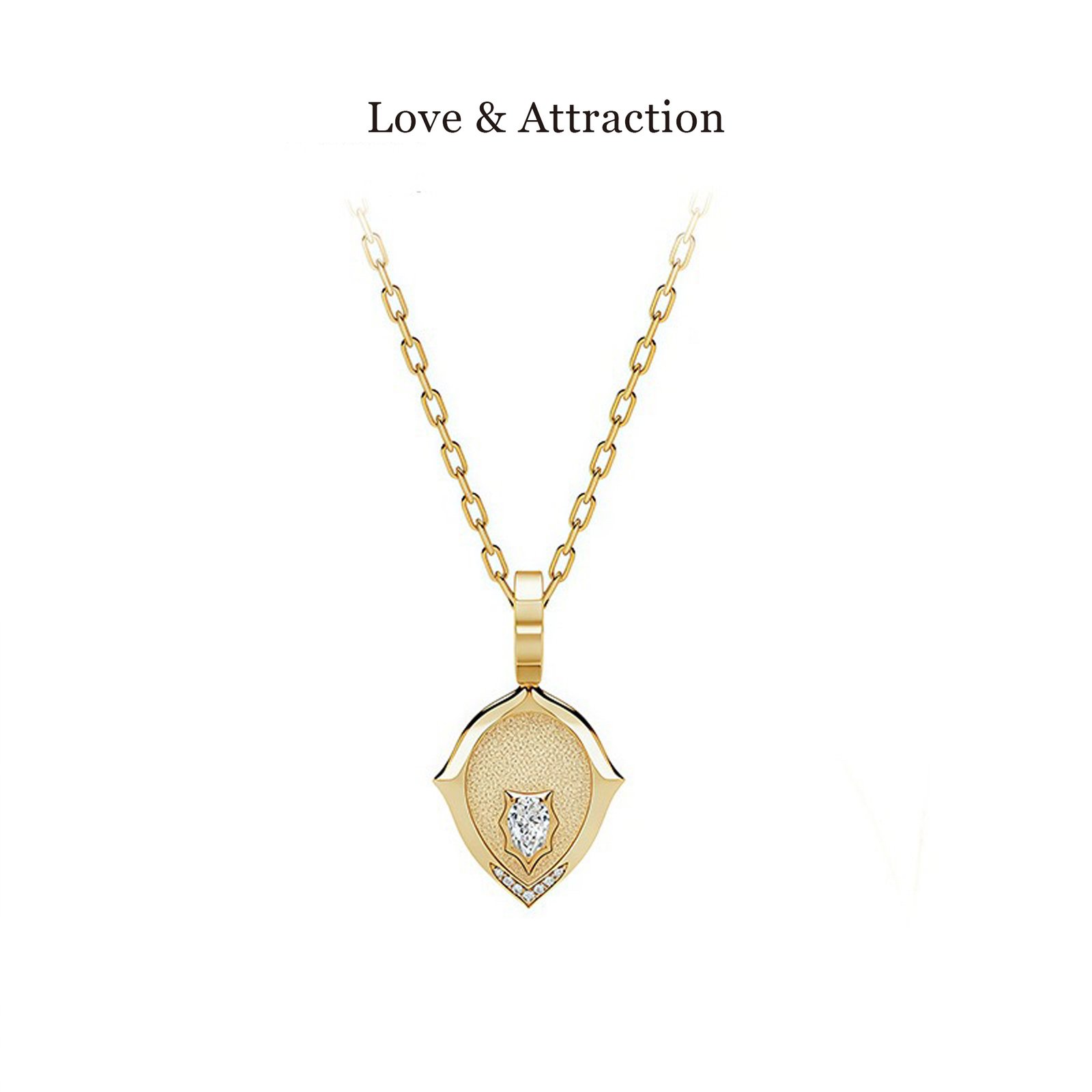 KOHNIL The Aphrodite Amulet Pear Cut Moissanite Necklace in 18K Gold Plated 925 Silver