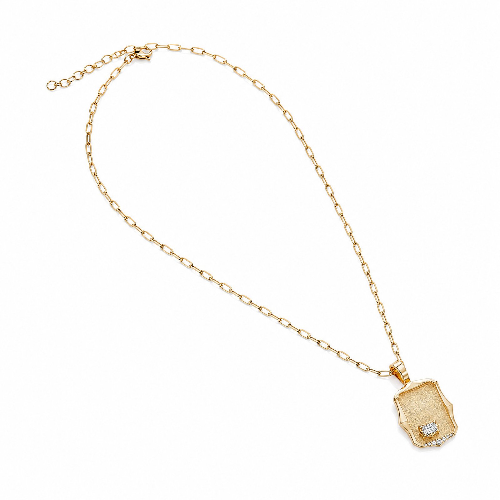 KOHNIL The Athena Amulet Emerald Cut Moissanite Necklace in 18K Gold Plated 925 Silver - 图片 3